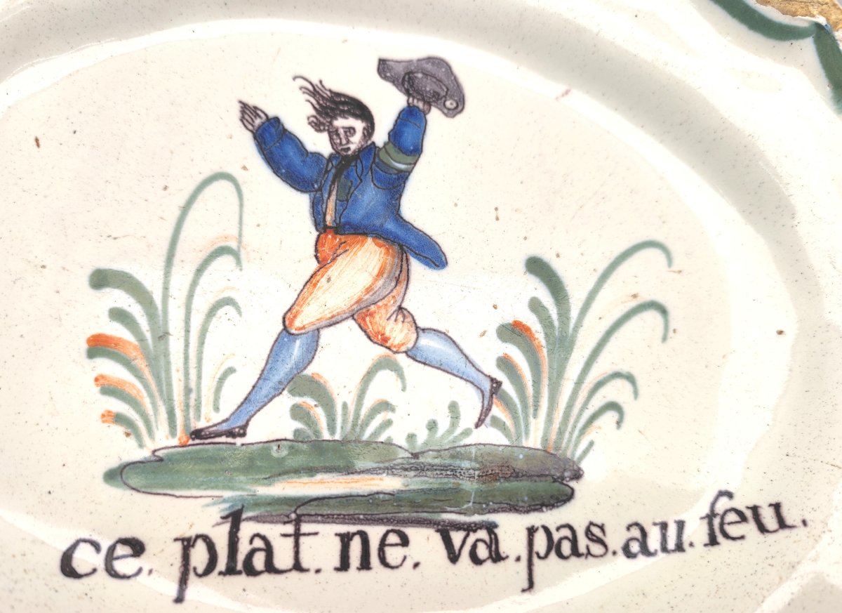 Le déserteur, fin XVIIIe, (très rare sujet)  faïence populaire Bourguignonne-photo-4