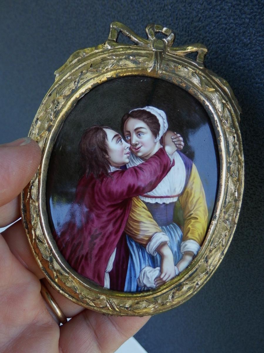 Miniature coquine Email et bronze XVIIIe: La Passion Amoureuse. P-A-photo-4