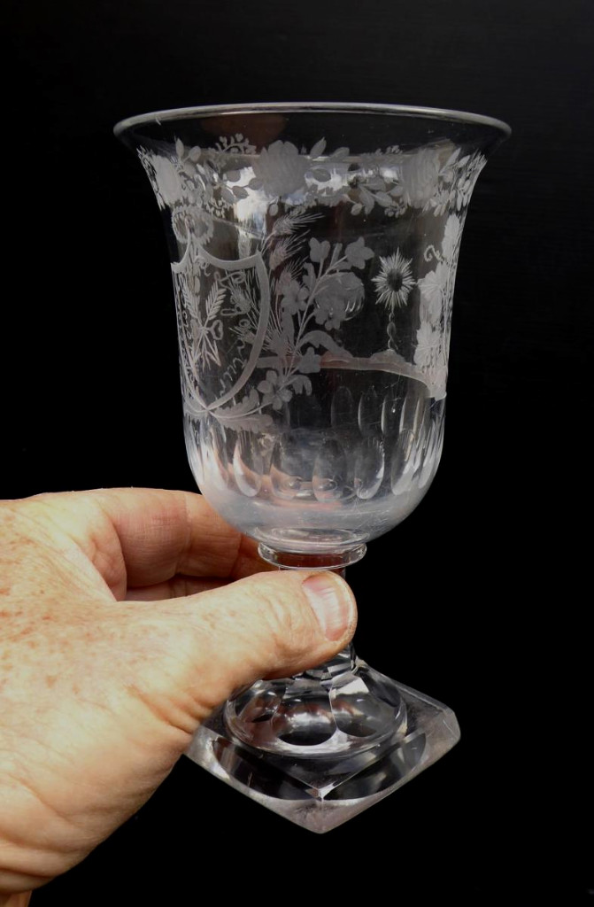 Grand Verre Religieux, Gravé, Vers 1820, Mariage Mystique..-photo-3