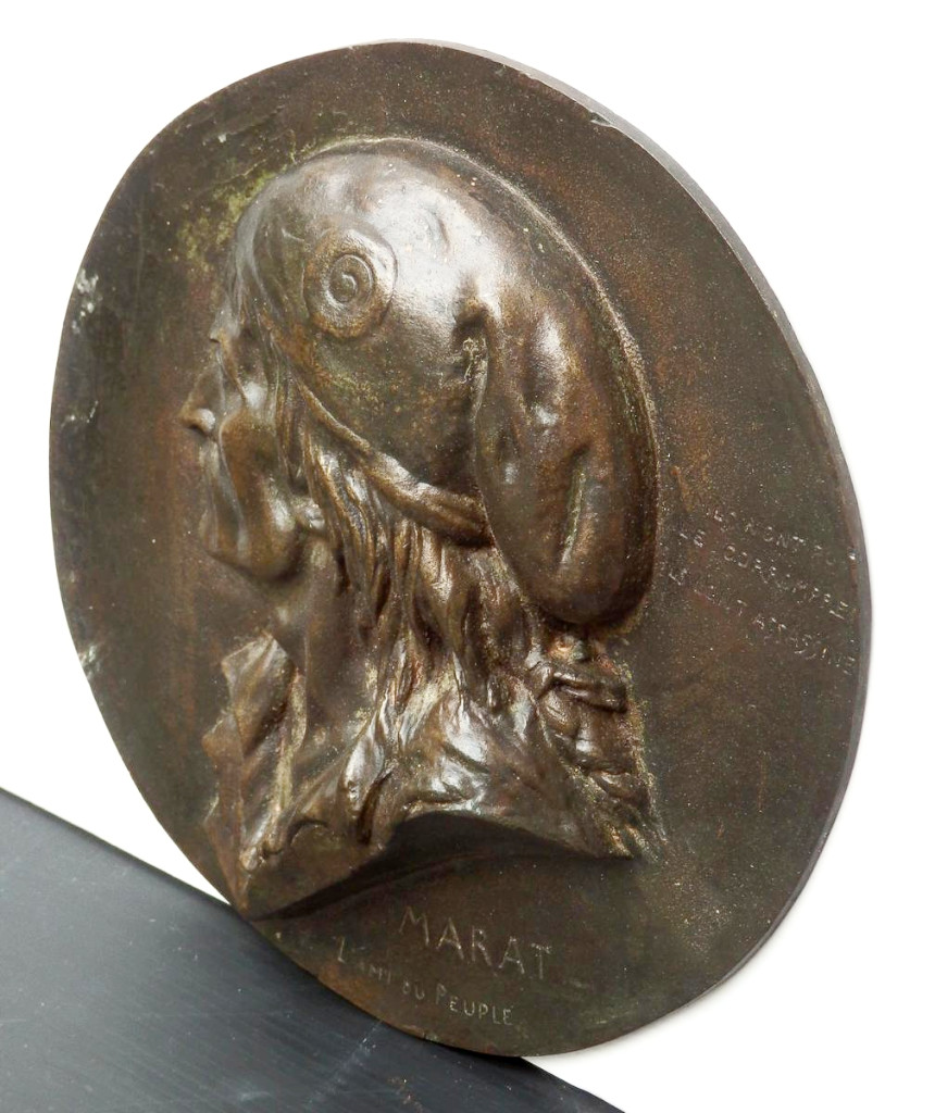 Large Bronze Medallion Profile, Marat, By Brisson, 1868-photo-1
