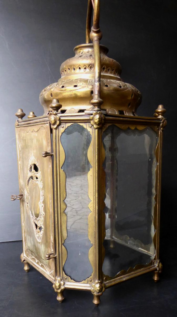 Brass Lantern, Style Louis XV, 19th Century-photo-3