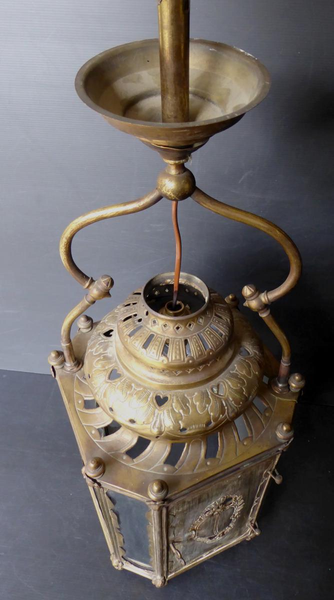 Brass Lantern, Style Louis XV, 19th Century-photo-4