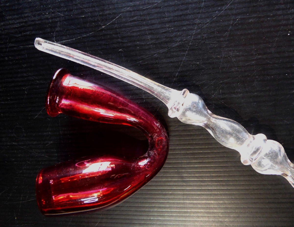 Masterpiece Of Glass Blower, 19thc: Long Glass Tobacco Pipe, Incredible-photo-2