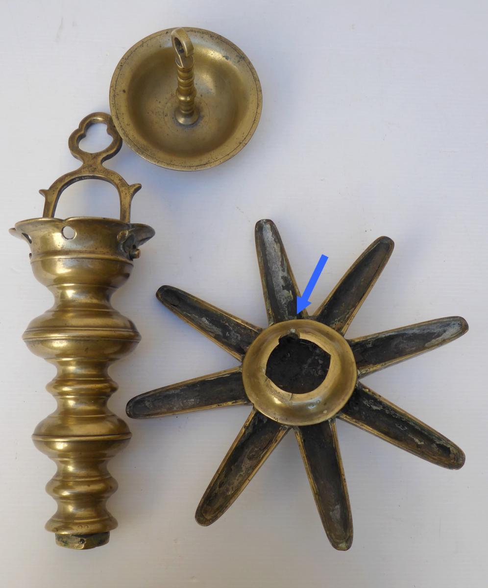 Oil Chandelier, Hebraic, Bronze Faded Star, Louis XIV-photo-1