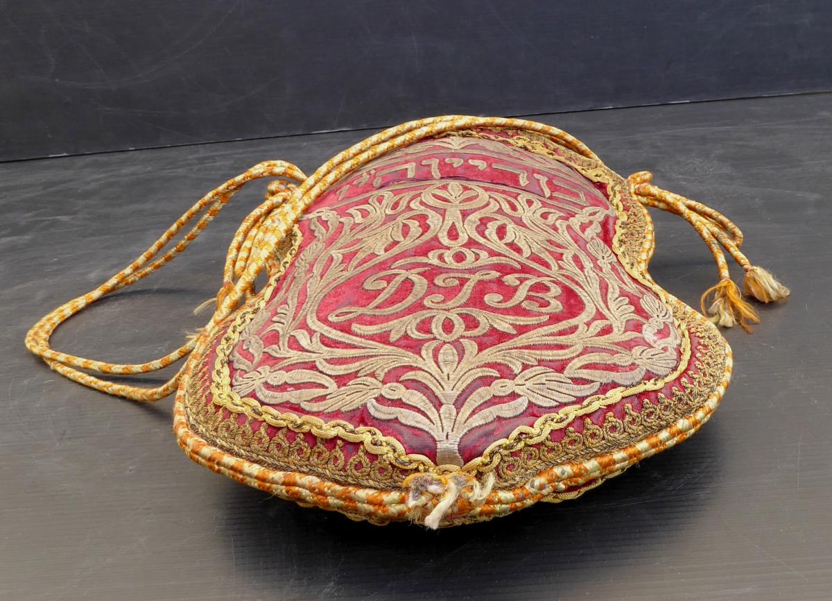 XIXe: Sac à Tefffilin Soie Brodée d'Or, Ottoman Ou Moyen Orient, P-A -M--photo-4