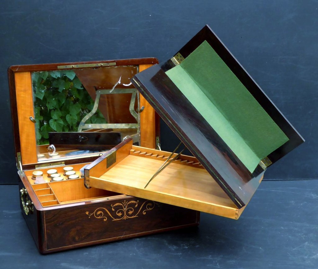 Necessaire Box For Artist, Inlaid, Charles X Period-photo-3