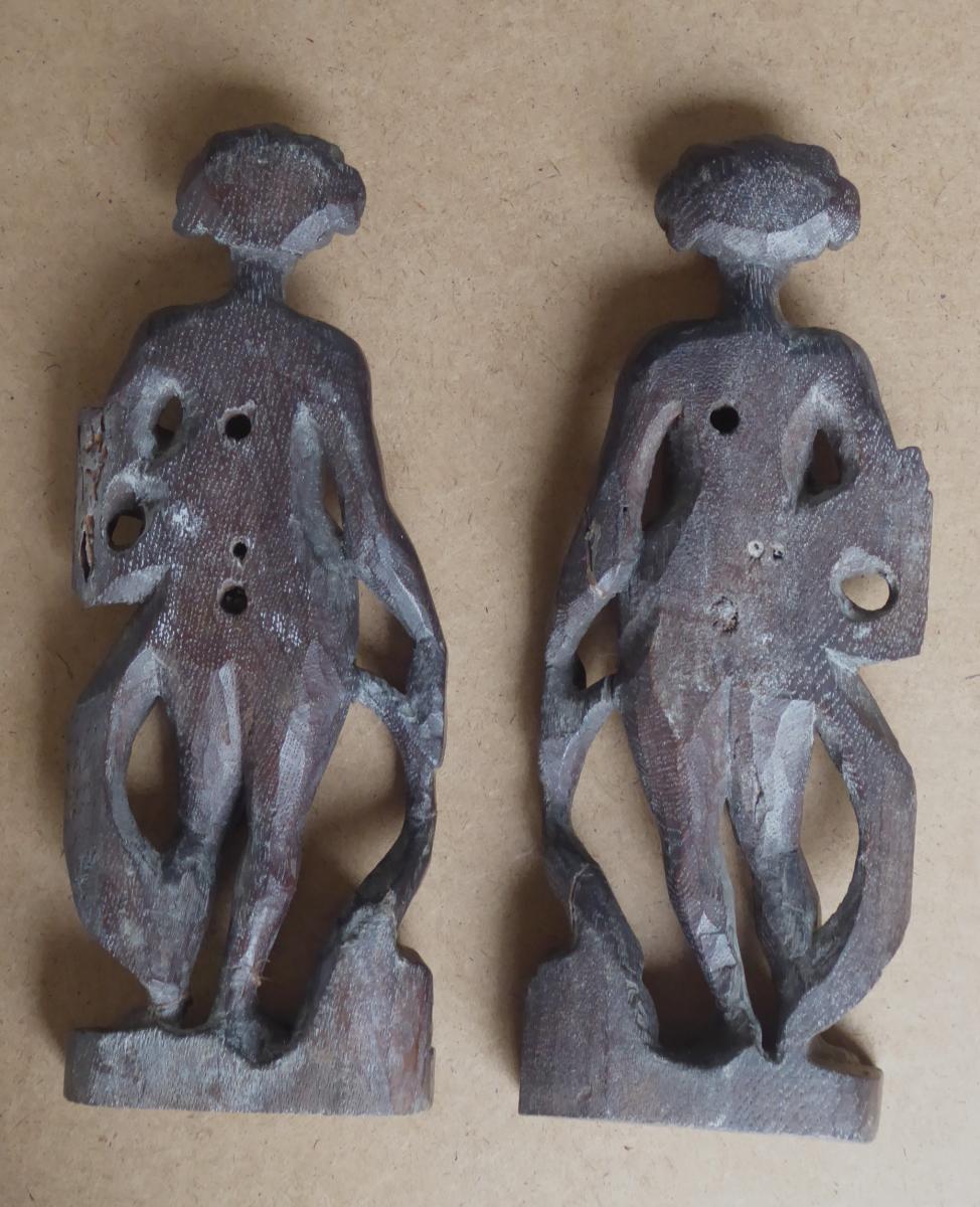 Haute Epoque: The Earth, The Sea, Two Female Carved Wood-photo-4