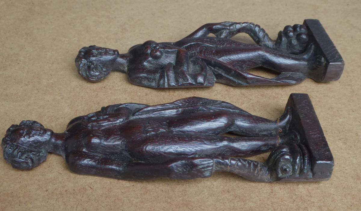 Haute Epoque: The Earth, The Sea, Two Female Carved Wood-photo-1
