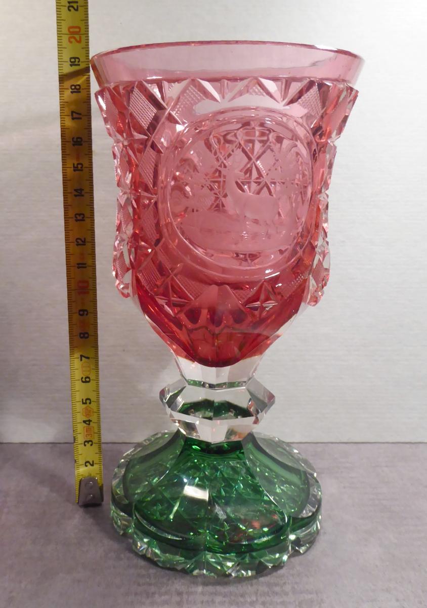 -B- Grand Pokal, Verrerie De Prestige, Couleur, Bohème 1840-photo-3