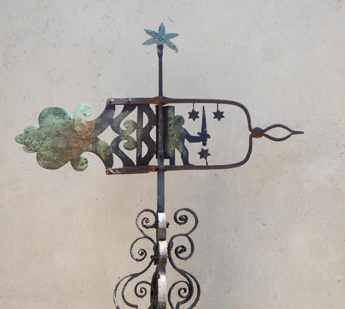 High Spur Of Feying With Weathervane, Wrought Iron, Copper,18thc-photo-3