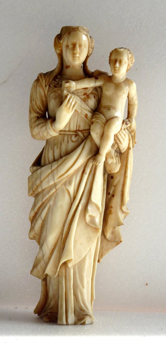 Madonna And Child, Ivory Of Dieppe Seventeenth Century-photo-4