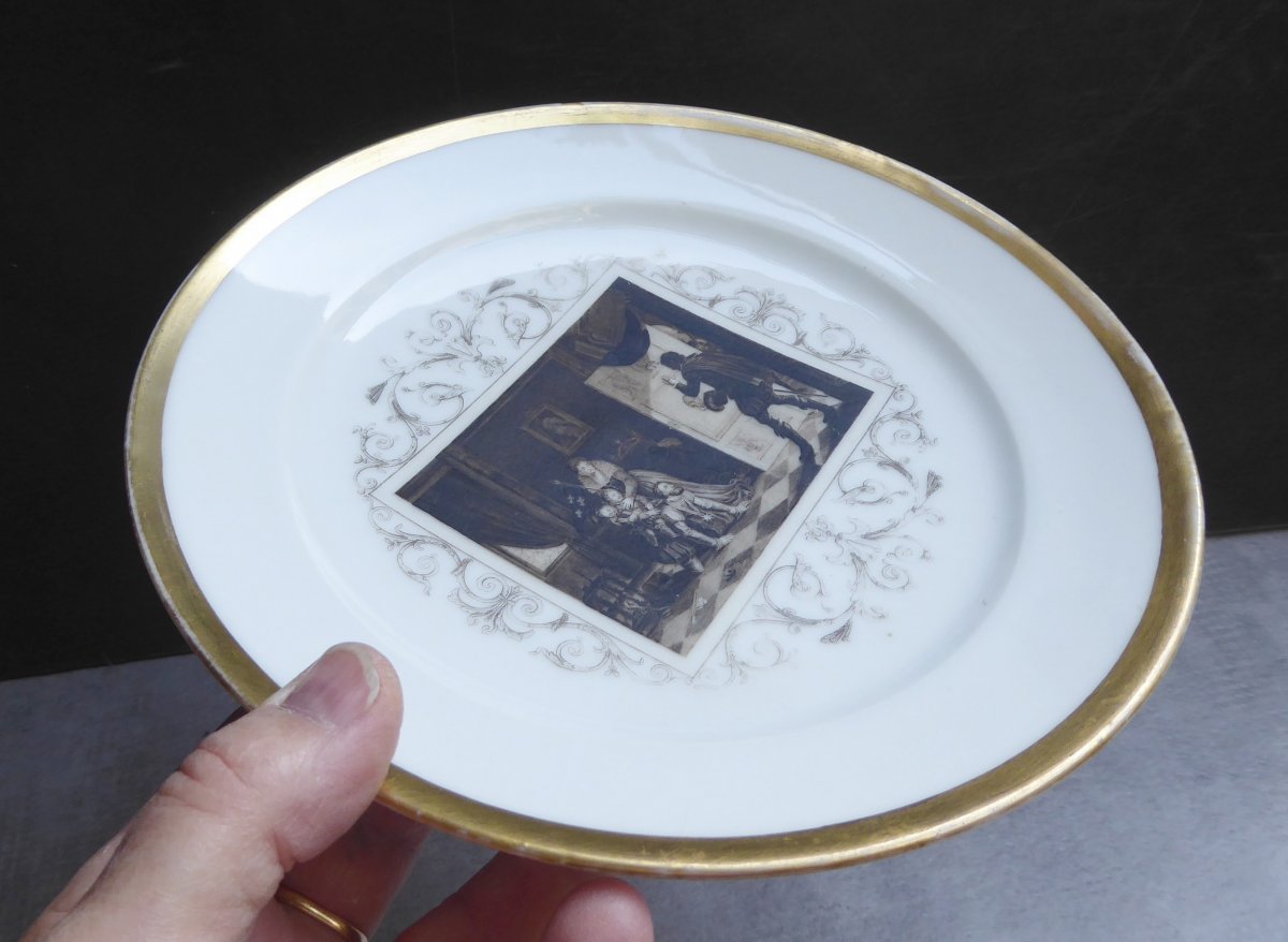 Legros Of Anizy: A Rarity,  Legitimist Porcelain Of Paris Plate, Circa 1820-photo-3