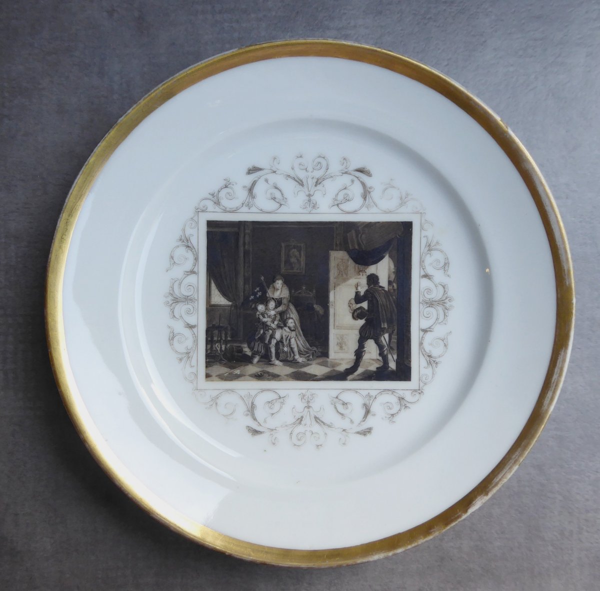 Legros Of Anizy: A Rarity,  Legitimist Porcelain Of Paris Plate, Circa 1820