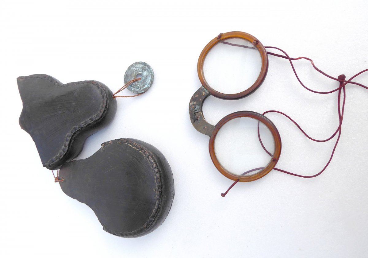 Folding Horn Spectacles, Antique Japan, Rare Model, Cased
