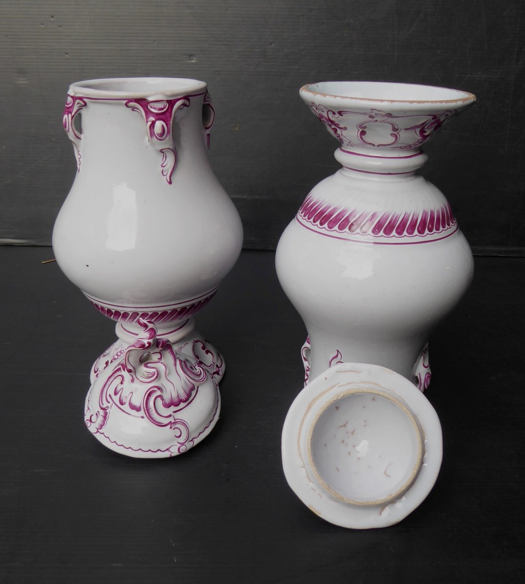 Niderviller, Louis XV Style, Pair Of Covered Apothecary Jars, Good Condition-photo-4