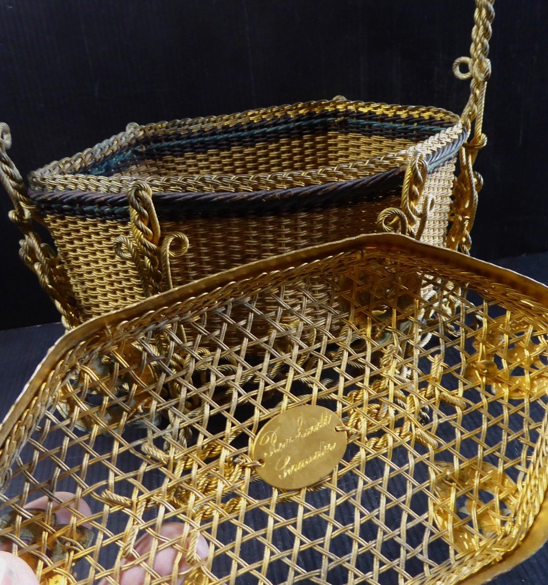 Precious Chocolate And Candy Gilt Basket, Rue De La Paix, Paris 1860-photo-3