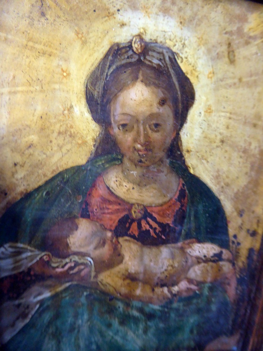Small Oil On Copper: Maternity, 17th Or 18th Century-photo-2