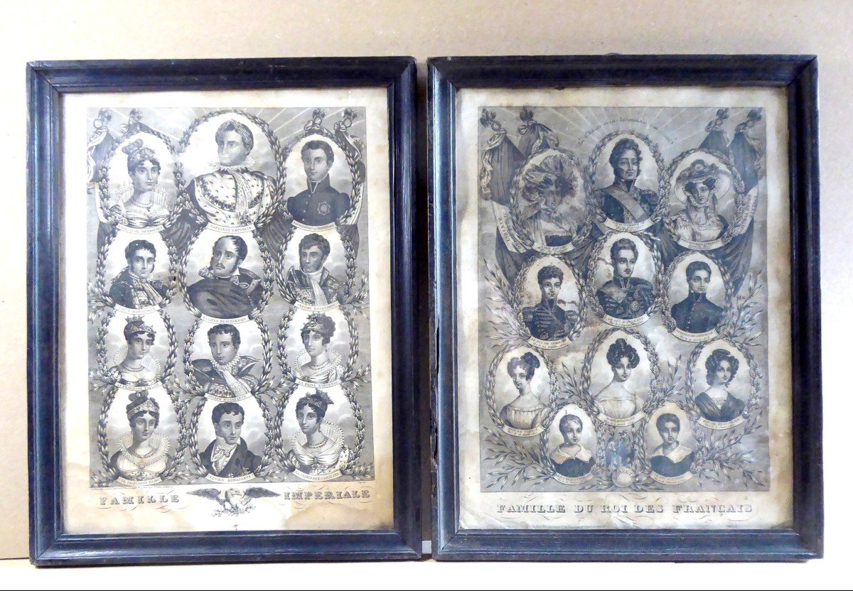 Art Populaire Politique Vers 1840 : Les 2 Familles, Gravures