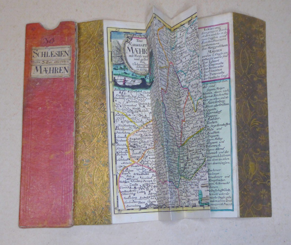 18th Century Color Travel Map, Austerlitz Region, Silesia, Moravia-photo-3