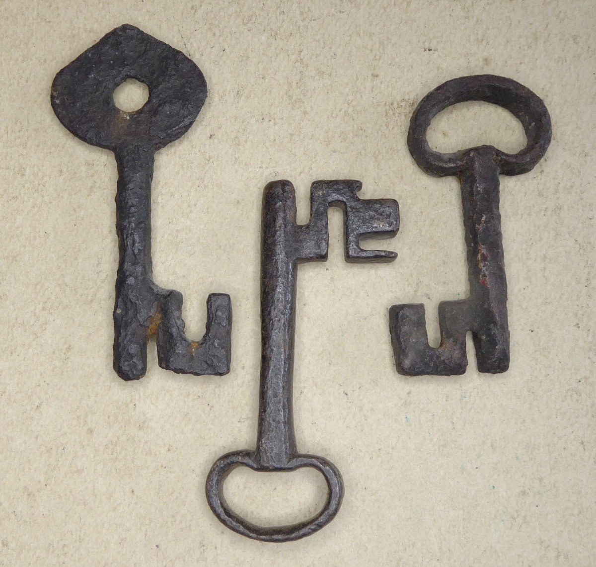 Three  Medieval Small Keys , 15th Century, Keys For Gothic Boxes