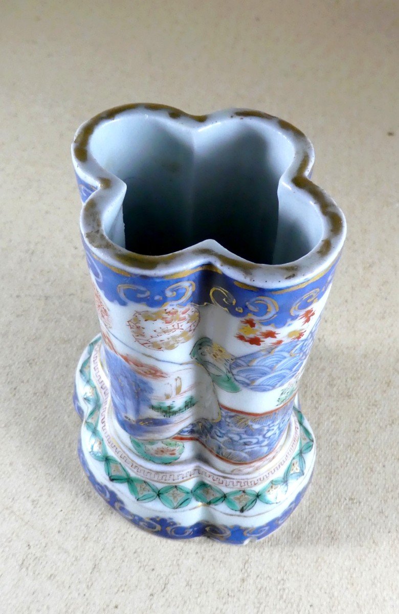 Pot à Pinceaux Japon, Porcelaine d' Arita 4 Couleurs, 19e Siècle-photo-3