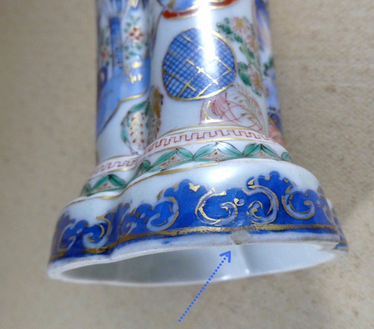 Pot à Pinceaux Japon, Porcelaine d' Arita 4 Couleurs, 19e Siècle-photo-4
