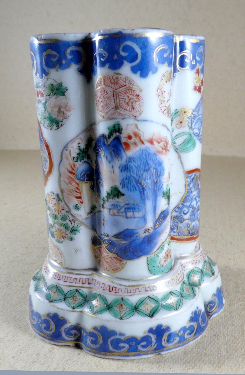 Japanese Brush Holder, Arita Porcelain 4 Colors, 19th Century-photo-2