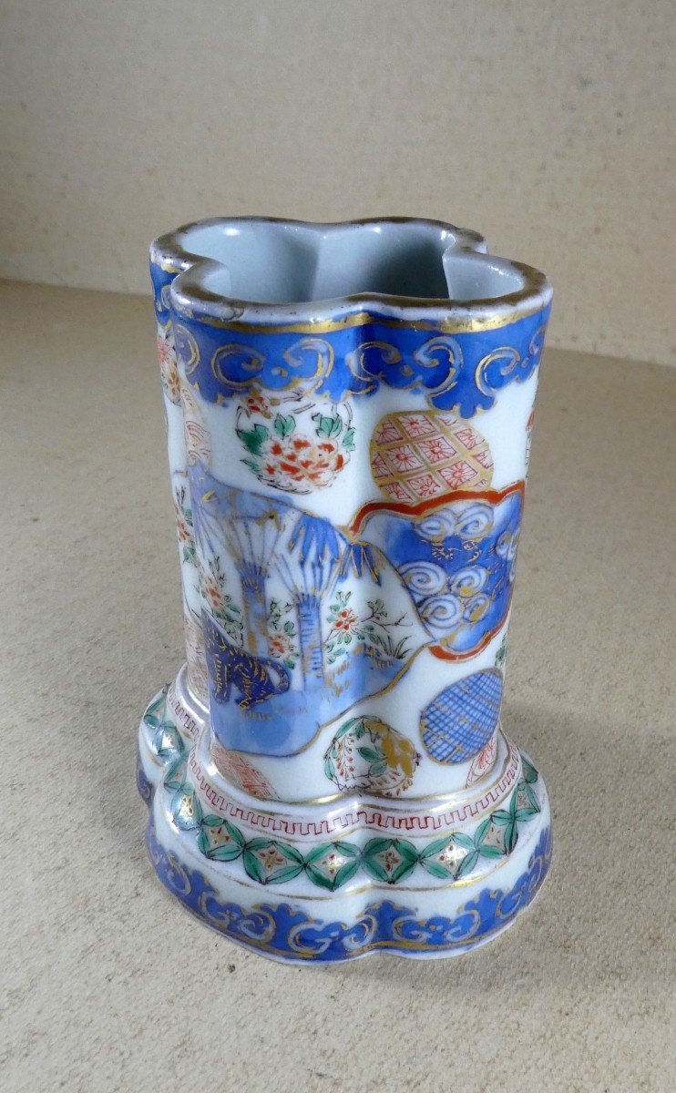 Pot à Pinceaux Japon, Porcelaine d' Arita 4 Couleurs, 19e Siècle