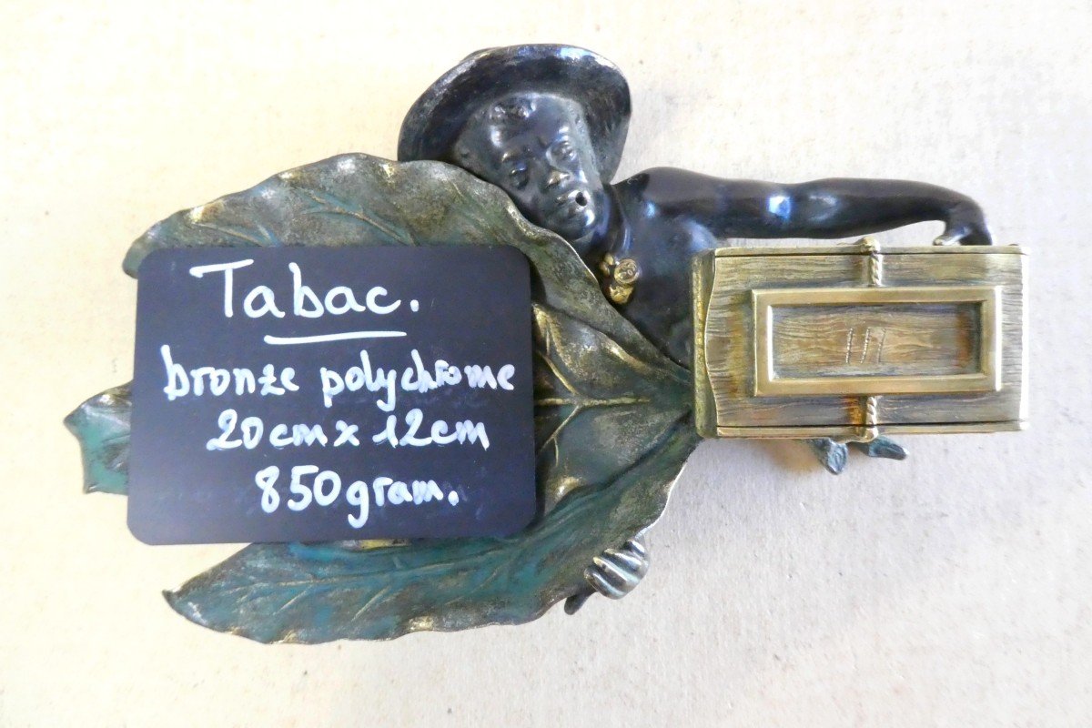 Tobacco ! Africanist Patinated Bronze, Circa 1900-photo-3