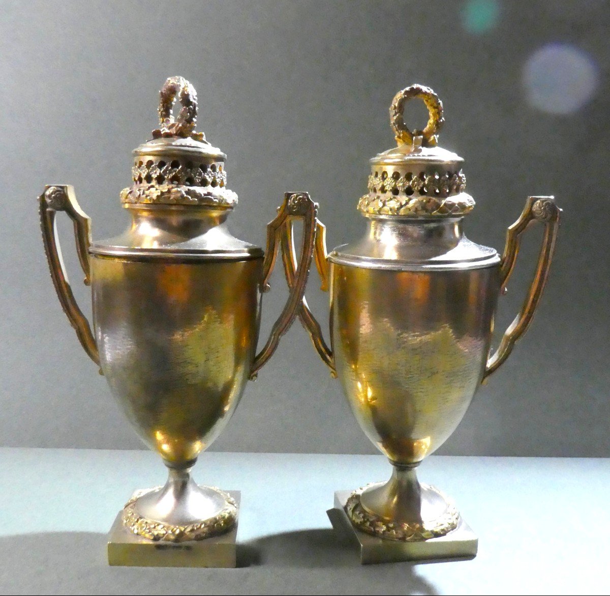 Pair Of Directoire Style Pot-pourri, Gilt Bronze, 19th Century-photo-2