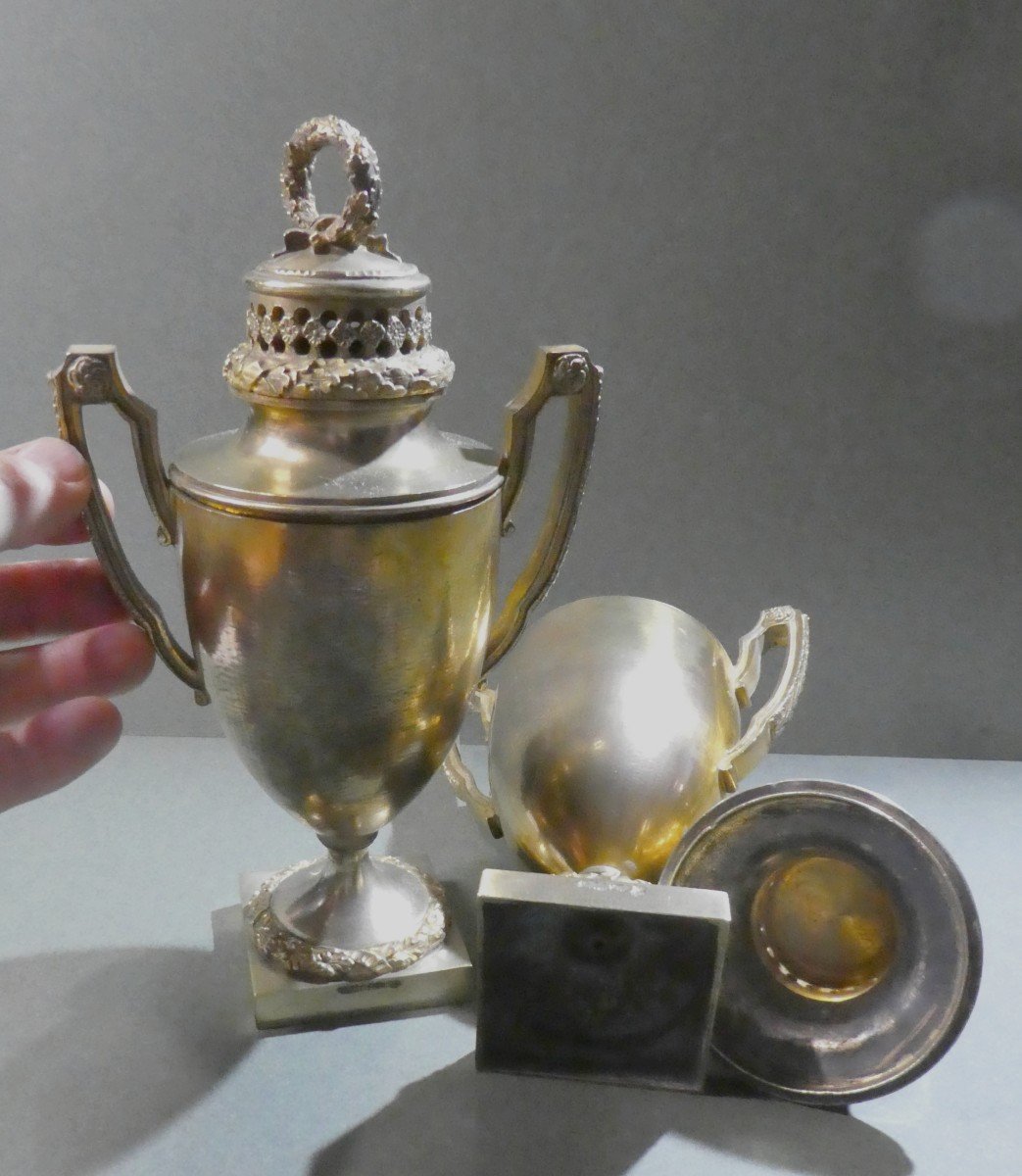 Pair Of Directoire Style Pot-pourri, Gilt Bronze, 19th Century-photo-3