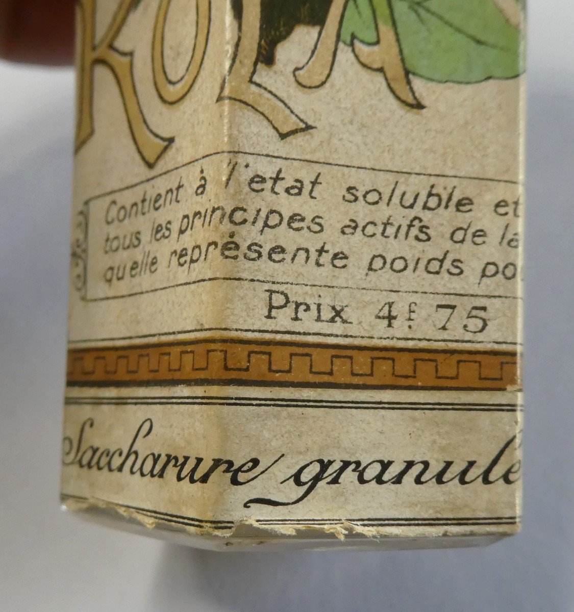 Pharmacie Belle époque : Noix De Kola, Verre Moulé, Superbe étiquette-photo-3