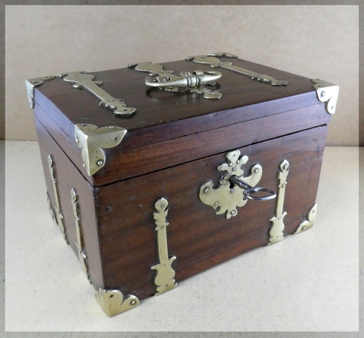 Small Dutch Money Changer Safe, Circa 1700, Ironwood-photo-2