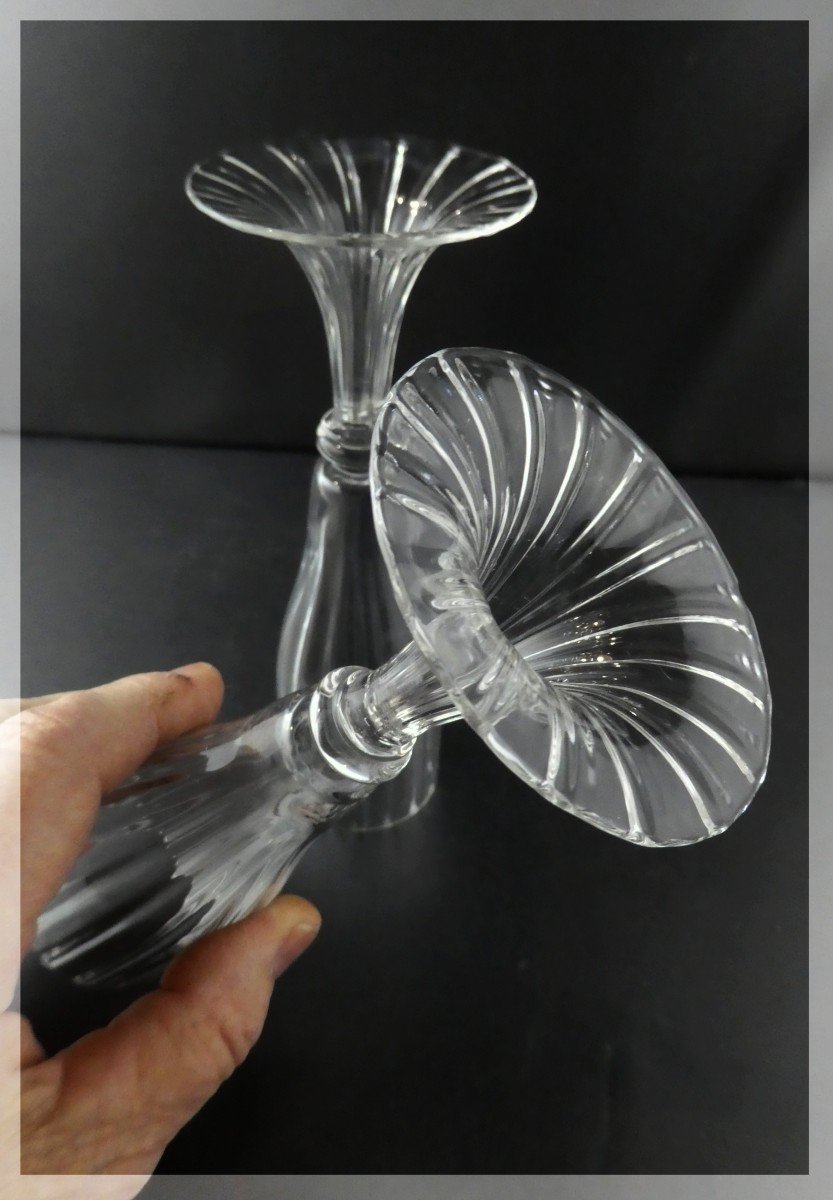 Champagne Flutes Bindweed Blown Glass Art Nouveau, 10 Glasses-photo-2