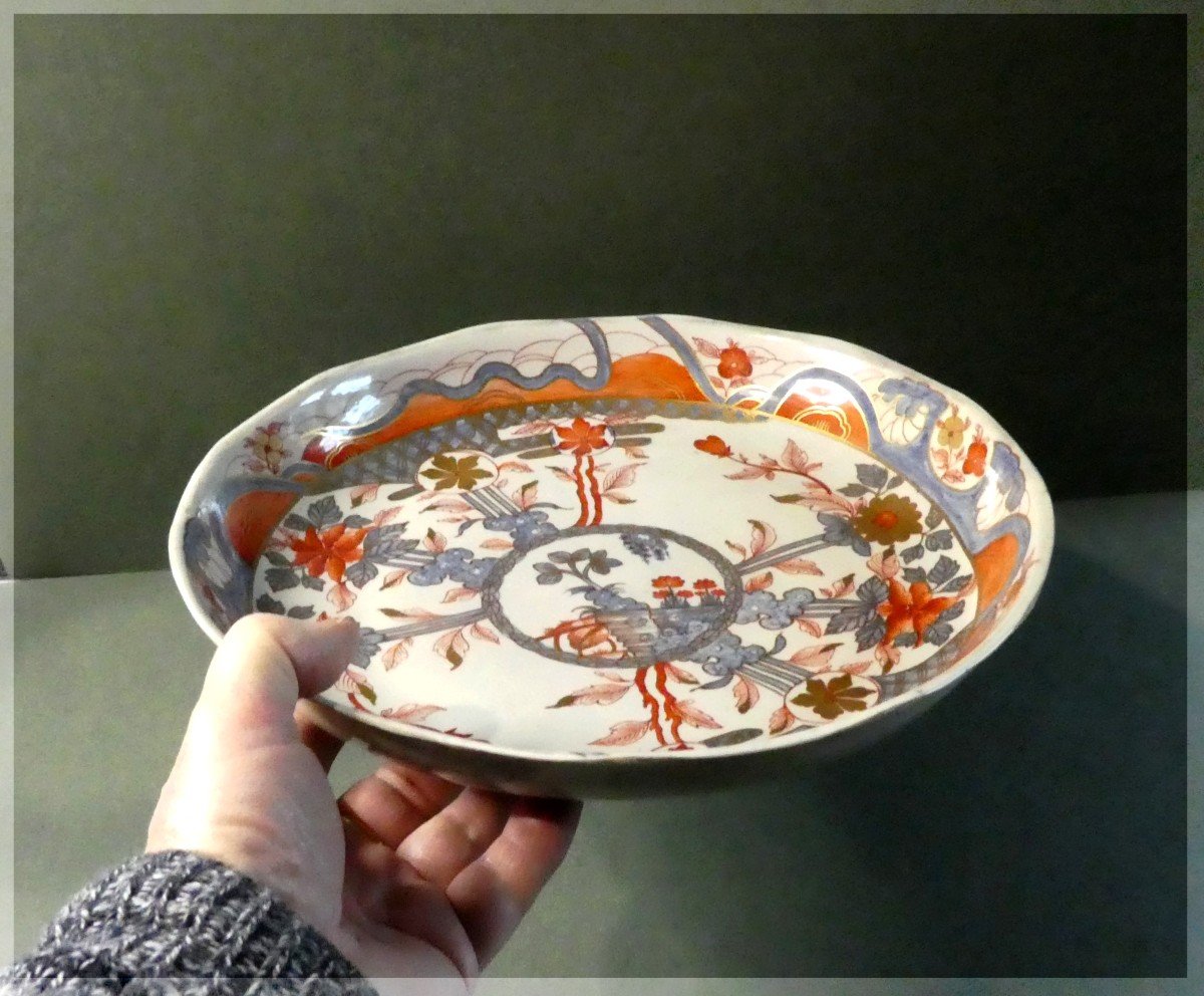 Italian Porcelain , Large Golden Imari Dish-photo-3