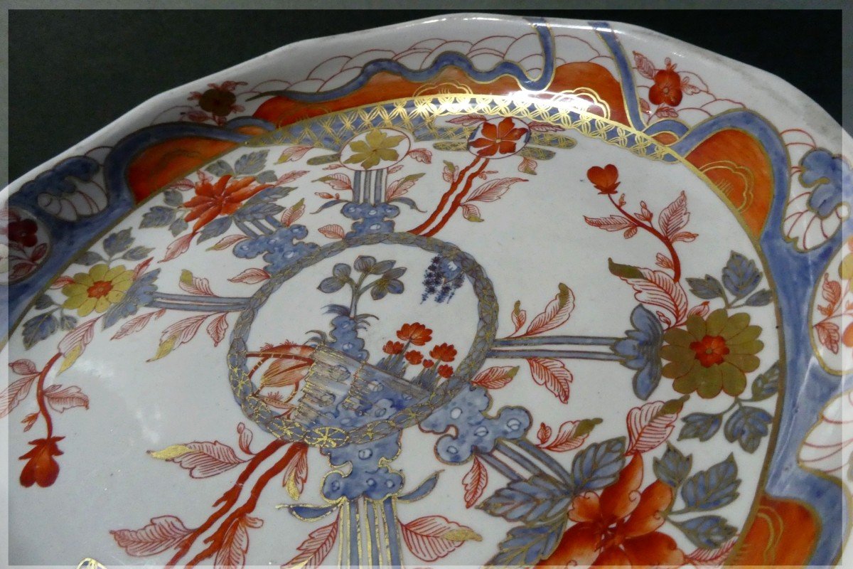 Italian Porcelain , Large Golden Imari Dish-photo-4