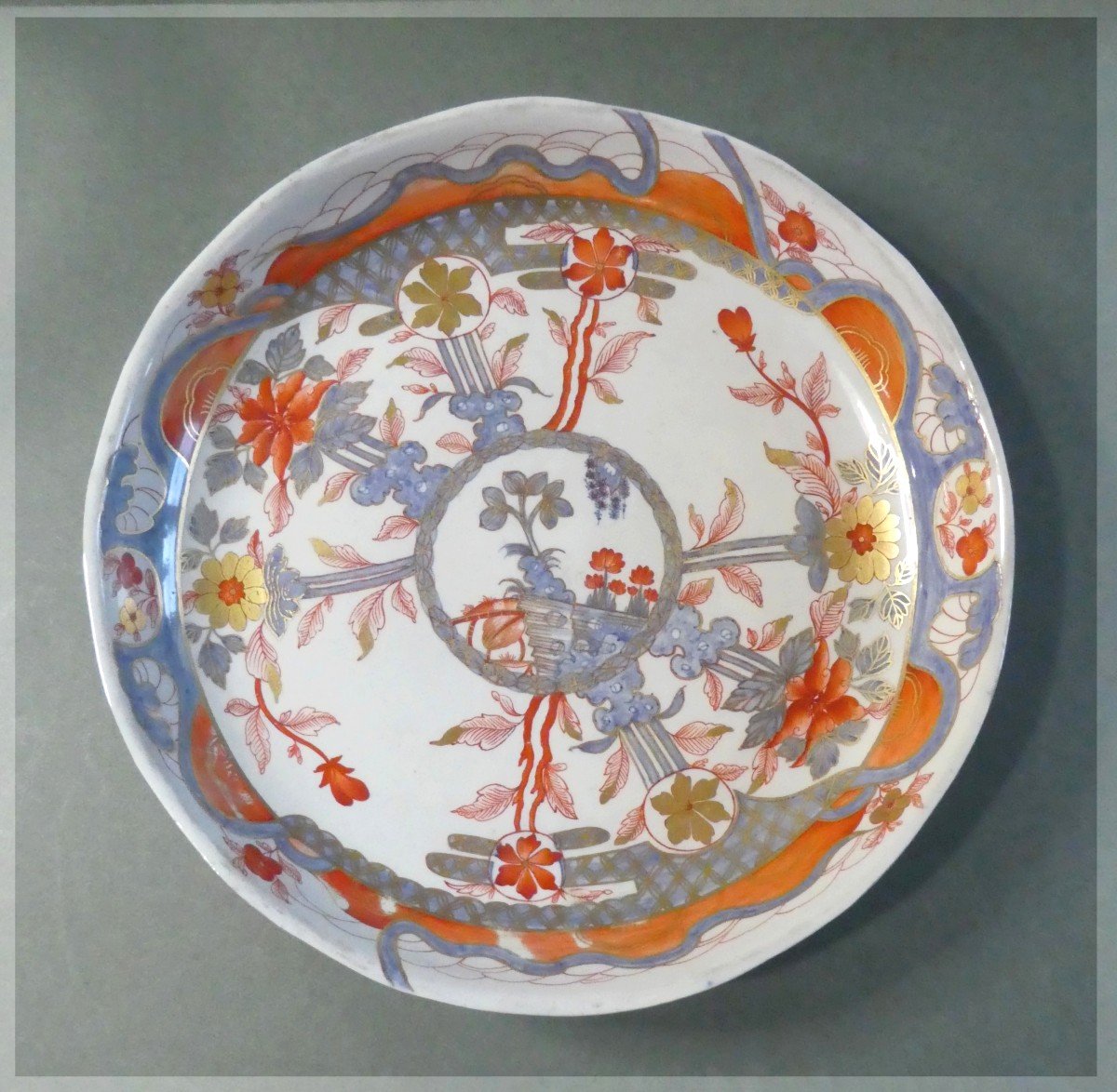 Italian Porcelain , Large Golden Imari Dish