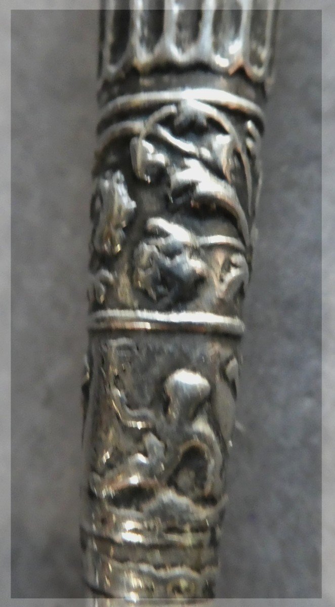 Stiletto Genovese, Stylet Génois  XVIIIe, bel état, argent et acier, objet rare -M--photo-4