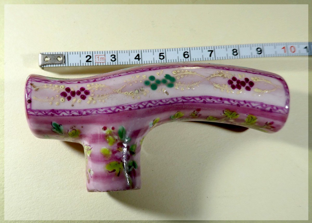  pommeau de Canne  Compagnie Des Indes, Porcelaine XVIIIe.  P-A-photo-1