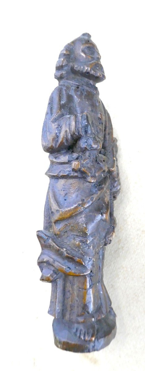 Saint Peter, Pretty Carved Wooden Statuette, 17th Or 18th Century-photo-2