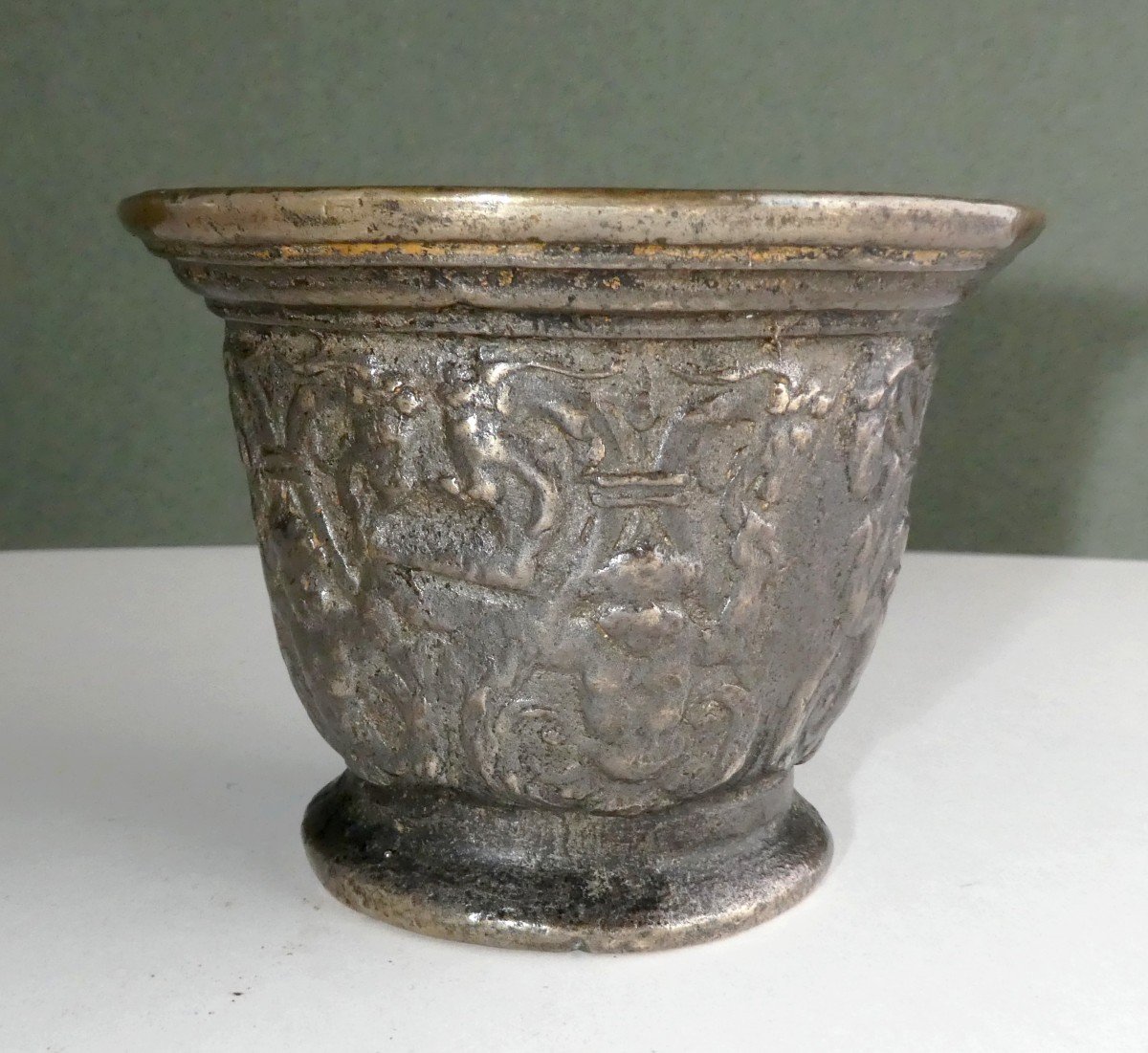 Pretty Bronze Mortar From Rouen, Normandy, Louis XIII Period-photo-3