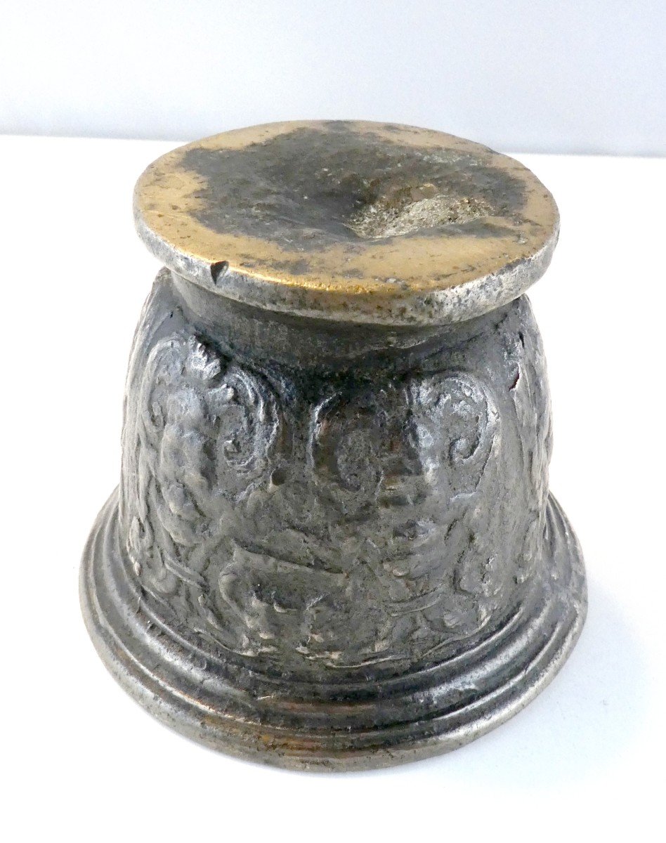 Pretty Bronze Mortar From Rouen, Normandy, Louis XIII Period-photo-1