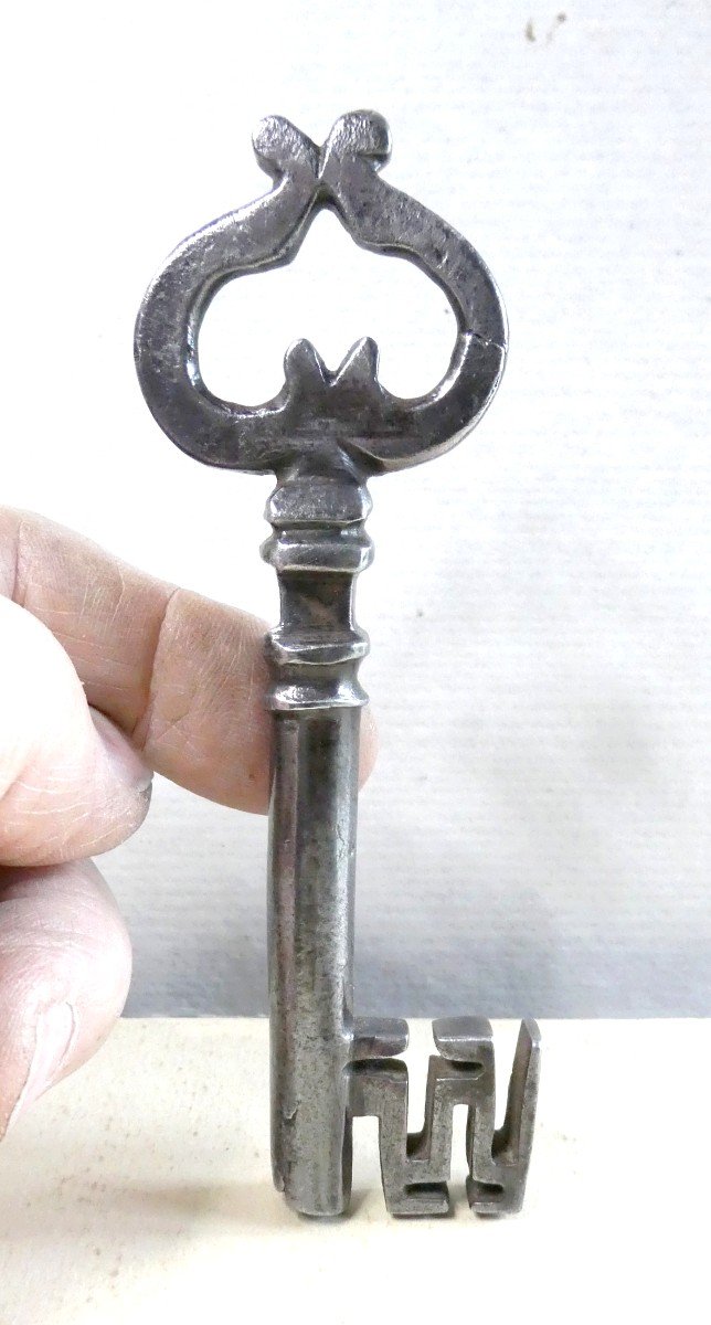 French 16th Century Renaissance Key, 12cm, Good Condition.-photo-4