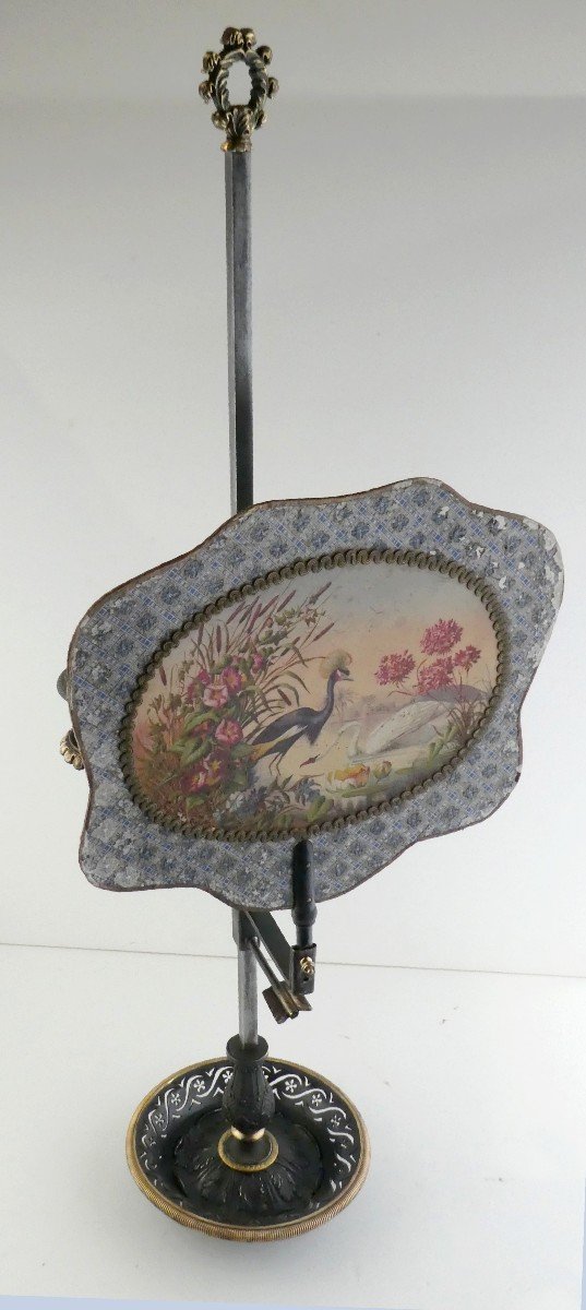 Elegant Screen Lamp, Bronze With 2 Patinas, Early 19th Century  Period-photo-4