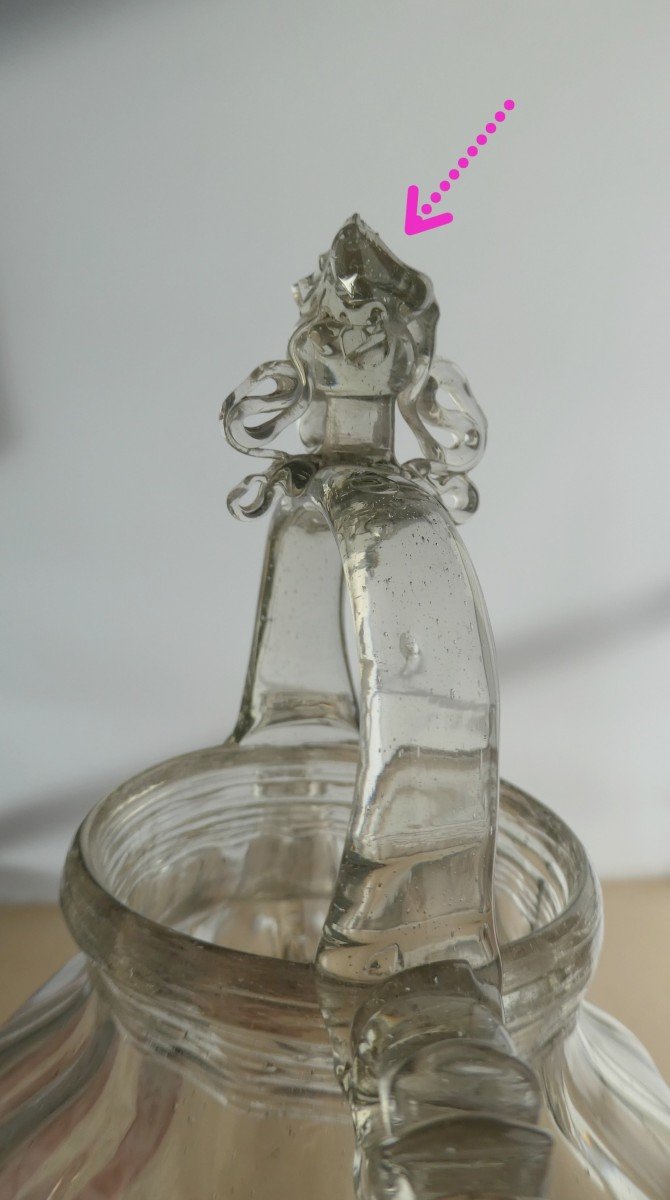 Museum: Holy Water Jug Spun Glass, 18th Century, Fairly Good Condition.-photo-4