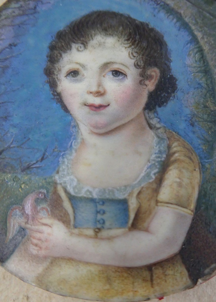 Portrait Enfantin Naïf Et Craquant, Signé, 1806 