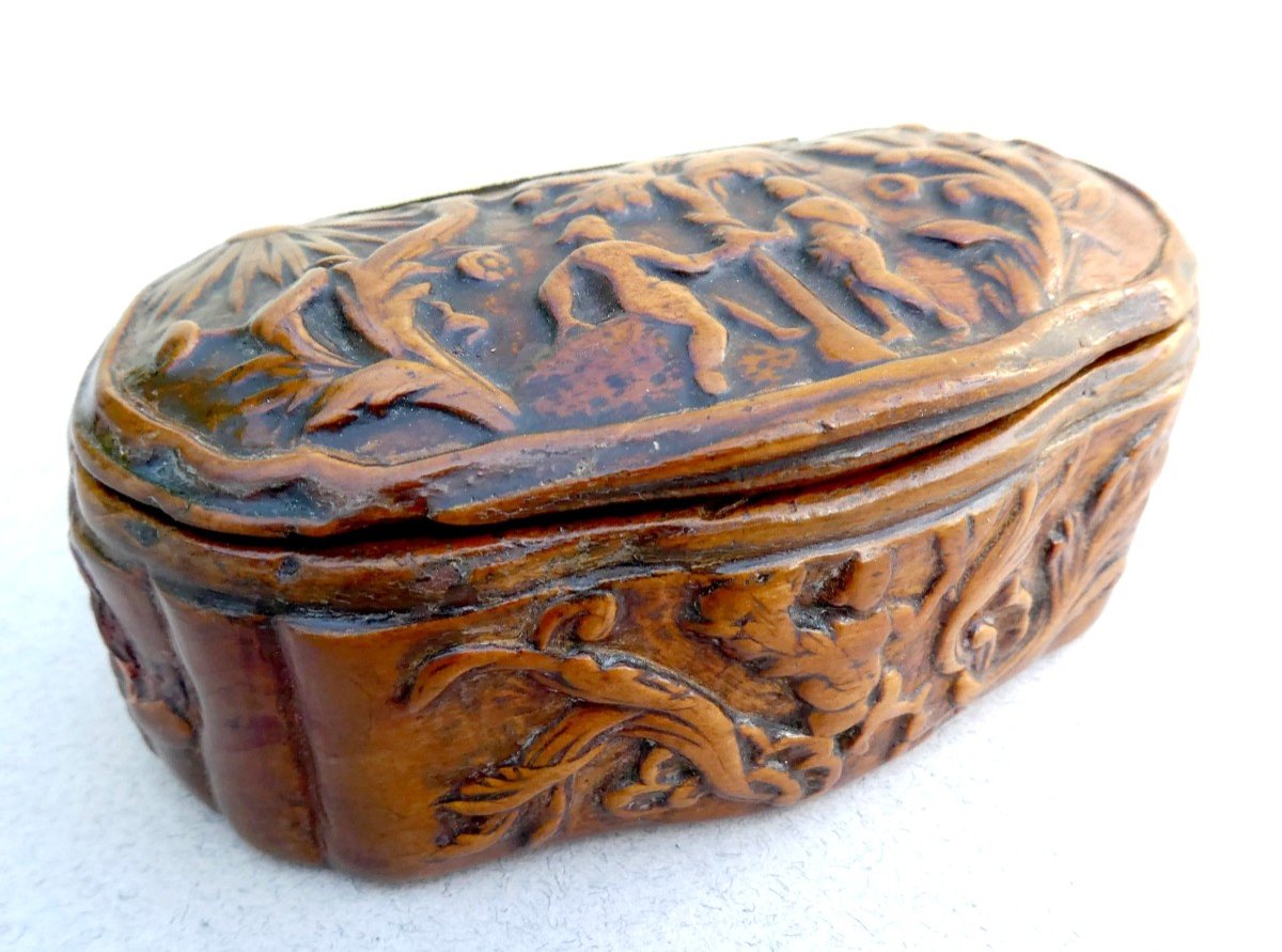 Monoxyle  Boxwood Snuffbox:  Garden Of Eden, Louis XIV Period, Fine Treen-photo-3