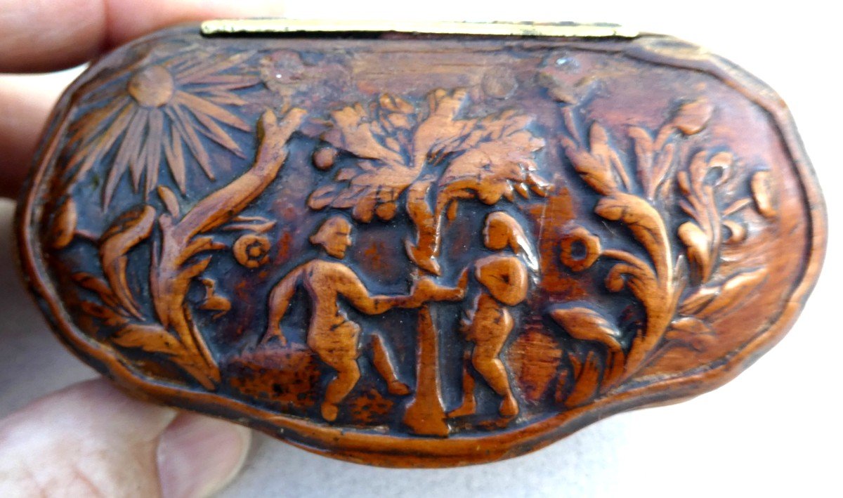 Monoxyle  Boxwood Snuffbox:  Garden Of Eden, Louis XIV Period, Fine Treen-photo-4