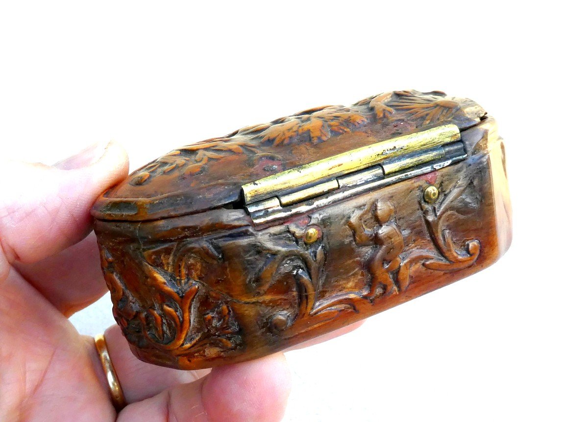 Monoxyle  Boxwood Snuffbox:  Garden Of Eden, Louis XIV Period, Fine Treen-photo-5