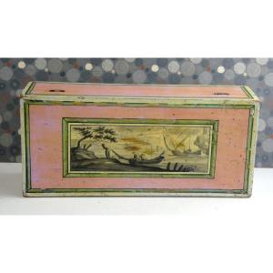 Spa Belgium Box, Painted Wood, Directoire Period / 1800, With Fresh Colors